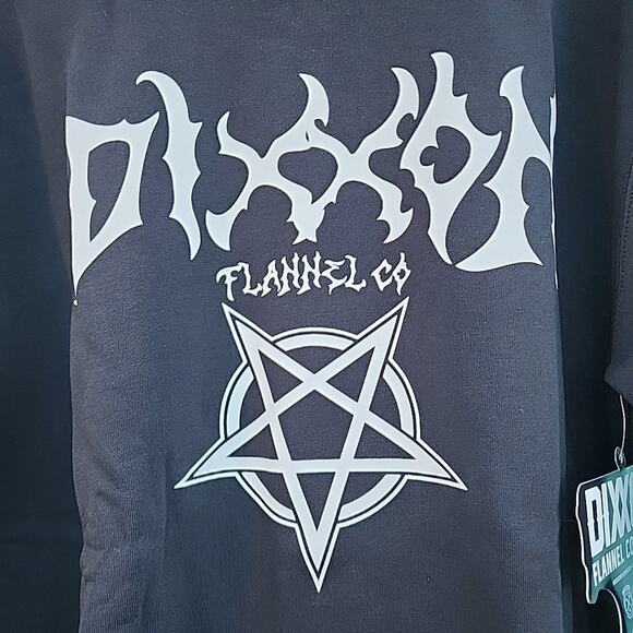 Dixxon Flannel Pentagram Crewneck Sweatshirt Men's L Black Long Sleeve NWT - Picture 3 of 12